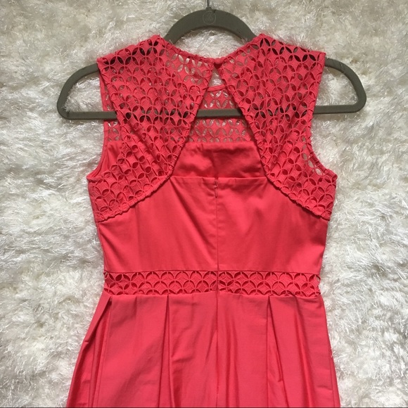 CK Pleated Crochet Coral Dress - Sz 2 - Picture 2 of 6